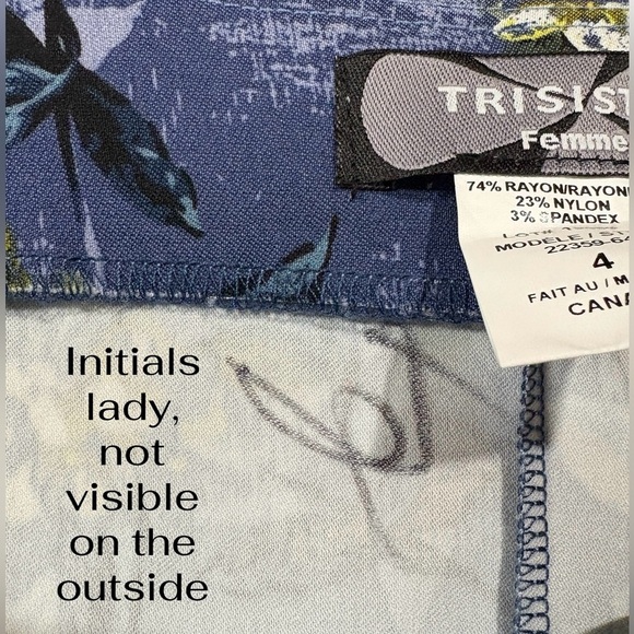 Trisisto Femme, Floral Pencil Skirt, Size 4, Blue, White, Green - Picture 5 of 9